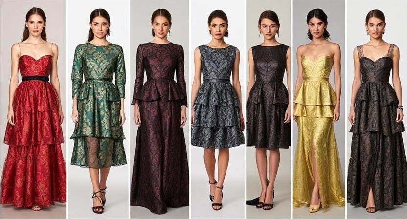 tired brocade dress