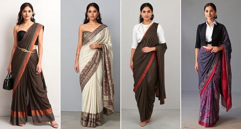 Trendy Indo Western Outfits for Girls: Fusion Fashion at Its Best 8 saree with belt