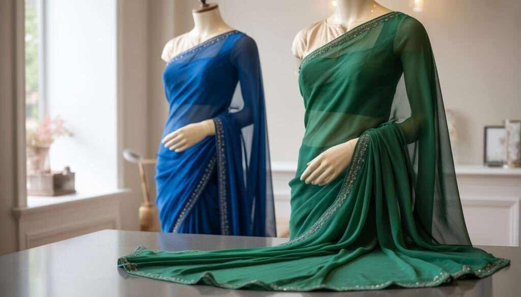 Style Guide: How to Flaunt Pure Chiffon Georgette Sarees for Any Occasion 2 chiffon vs georgette saree