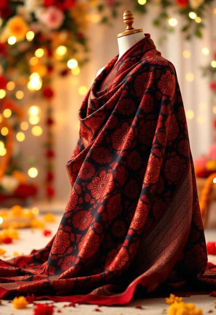 black and red ikat saree