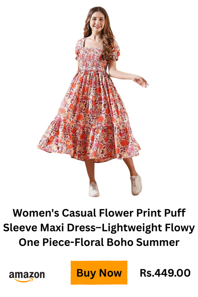 boho puff sleeve maxi dress