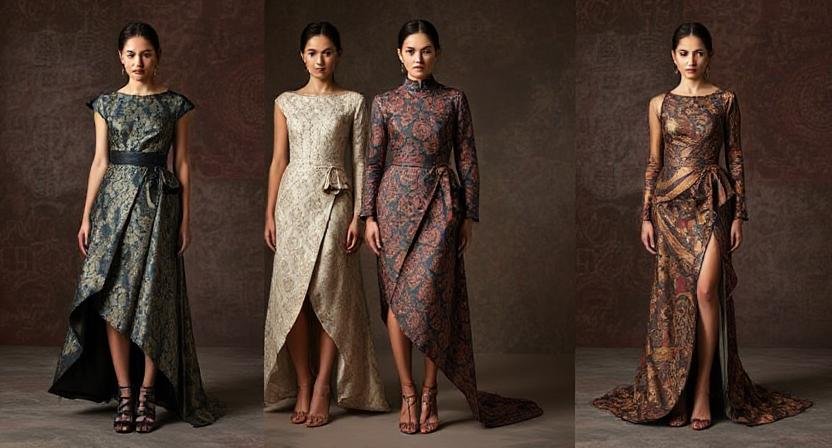 asymetrical brocade dress