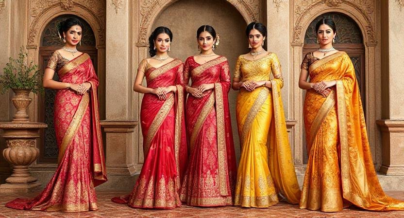 brocade saree gown