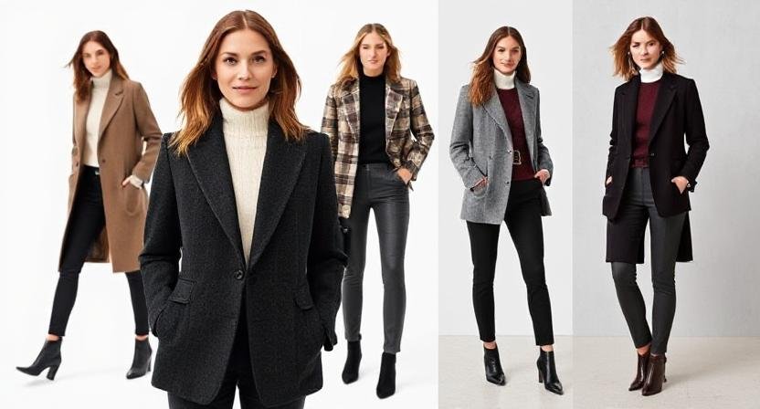 blazer with knit over collar shirt